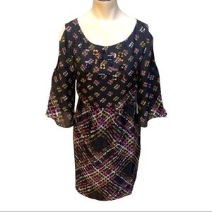 𝅺miss Sixty black Multi Rhinestone Cold shoulder dress size 8